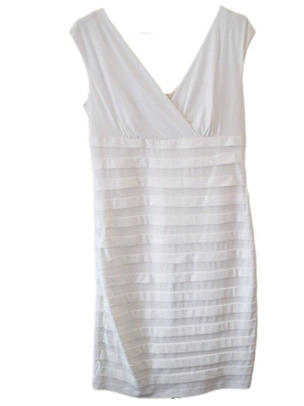 AA Studio White Sleeveless V-Neck & Back Tiered Dress